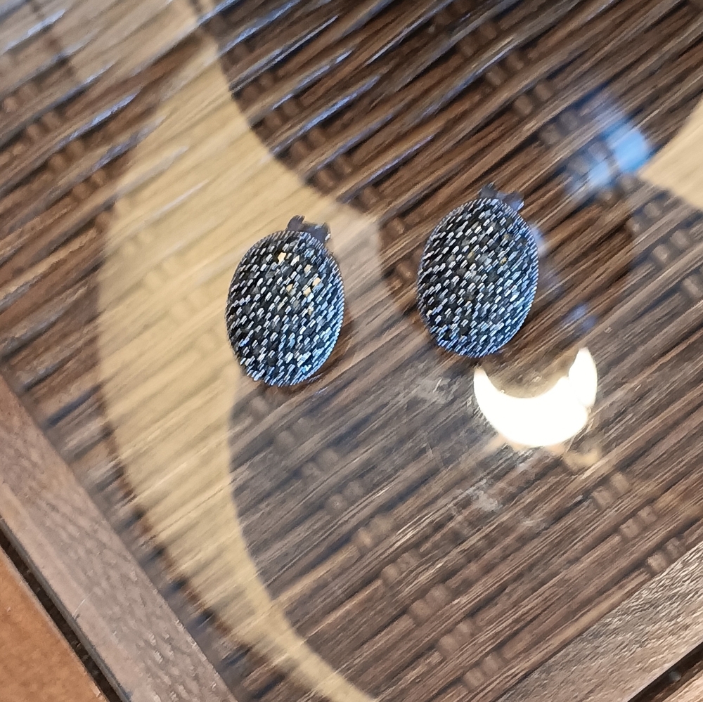 MARCASITE & STERLING PIERCED  ELEGANT EARRINGS